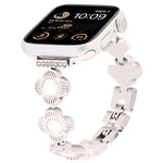 สายรัดนาฬิกาโลหะแบบปลดเร็วลายใบโคลเวอร์สี่แฉก สำหรับ Apple Watch SE 2023 44mm, สำหรับ Apple Watch SE 2023 40mm, สำหรับ Apple Watch Ultra 2 49mm, สำหรับ Apple Watch Series 9 45mm, สำหรับ Apple Watch Series 9 41mm, สำหรับ Apple Watch Ultra 49mm