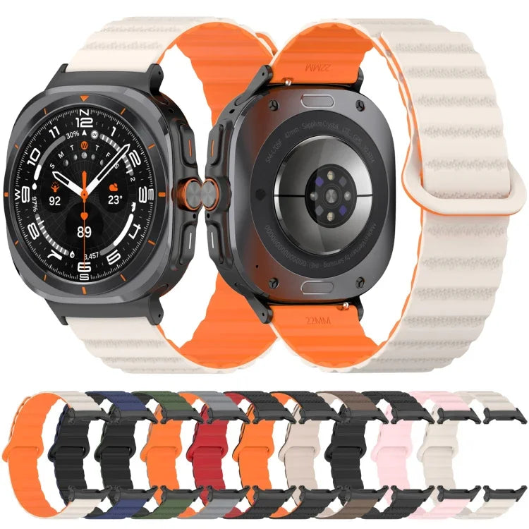 สายซิลิโคนแม่เหล็กลายจุดสองสีสำหรับ Samsung Galaxy Watch Ultra 47มม.