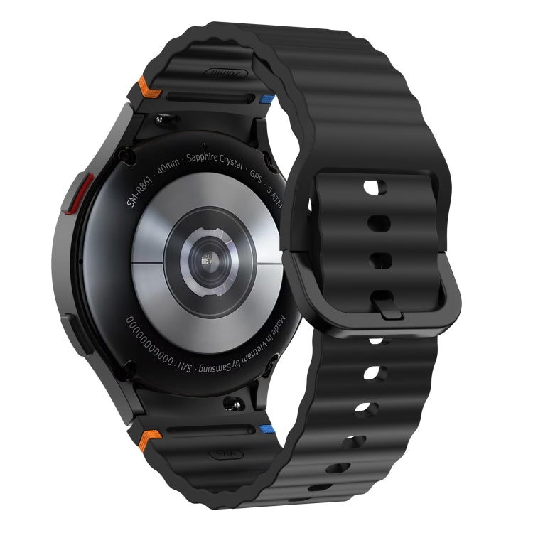 สายรัดนาฬิกาซิลิโคนลายคลื่นเย็บ สำหรับ Samsung Galaxy Watch 7 ขนาด 40 / 44 มม., สำหรับ Samsung Galaxy Watch 6 Classic, สำหรับ Samsung Galaxy Watch 6 ขนาด 40 / 44 มม., สำหรับ Samsung Galaxy Watch 5 ขนาด 40 / 44 มม.