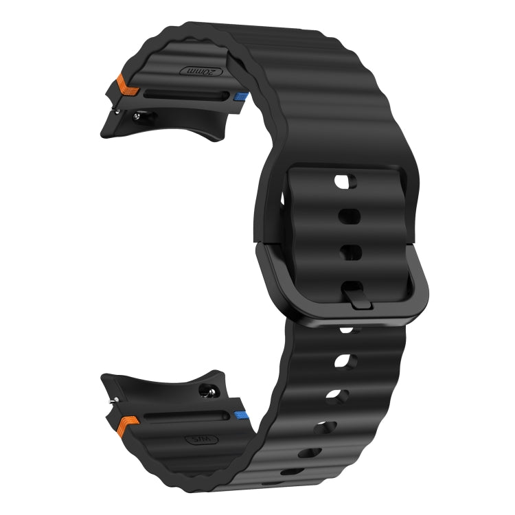 สายรัดนาฬิกาซิลิโคนลายคลื่นเย็บ สำหรับ Samsung Galaxy Watch 7 ขนาด 40 / 44 มม., สำหรับ Samsung Galaxy Watch 6 Classic, สำหรับ Samsung Galaxy Watch 6 ขนาด 40 / 44 มม., สำหรับ Samsung Galaxy Watch 5 ขนาด 40 / 44 มม.