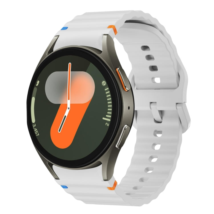 สายรัดนาฬิกาซิลิโคนลายคลื่นเย็บ สำหรับ Samsung Galaxy Watch 7 ขนาด 40 / 44 มม., สำหรับ Samsung Galaxy Watch 6 Classic, สำหรับ Samsung Galaxy Watch 6 ขนาด 40 / 44 มม., สำหรับ Samsung Galaxy Watch 5 ขนาด 40 / 44 มม.