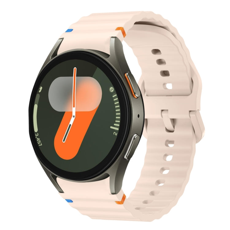 สายรัดนาฬิกาซิลิโคนลายคลื่นเย็บ สำหรับ Samsung Galaxy Watch 7 ขนาด 40 / 44 มม., สำหรับ Samsung Galaxy Watch 6 Classic, สำหรับ Samsung Galaxy Watch 6 ขนาด 40 / 44 มม., สำหรับ Samsung Galaxy Watch 5 ขนาด 40 / 44 มม.