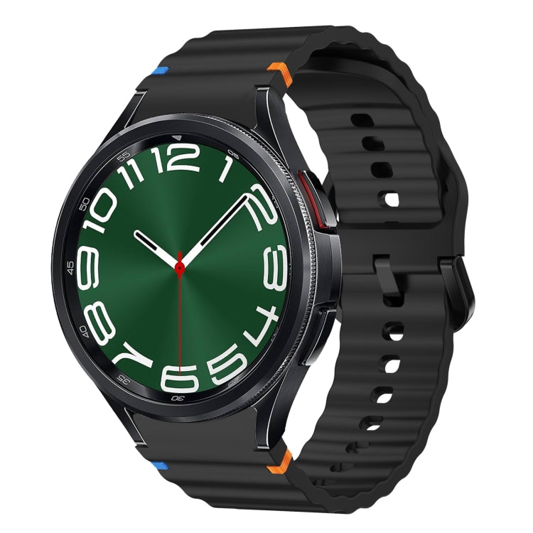สายรัดนาฬิกาซิลิโคนลายคลื่นเย็บ สำหรับ Samsung Galaxy Watch 7 ขนาด 40 / 44 มม., สำหรับ Samsung Galaxy Watch 6 Classic, สำหรับ Samsung Galaxy Watch 6 ขนาด 40 / 44 มม., สำหรับ Samsung Galaxy Watch 5 ขนาด 40 / 44 มม.