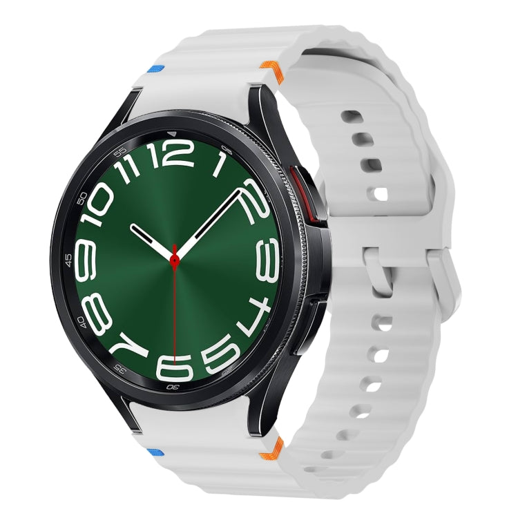 สายรัดนาฬิกาซิลิโคนลายคลื่นเย็บ สำหรับ Samsung Galaxy Watch 7 ขนาด 40 / 44 มม., สำหรับ Samsung Galaxy Watch 6 Classic, สำหรับ Samsung Galaxy Watch 6 ขนาด 40 / 44 มม., สำหรับ Samsung Galaxy Watch 5 ขนาด 40 / 44 มม.