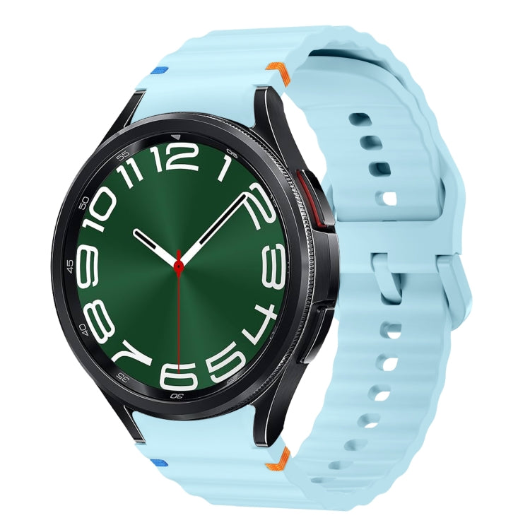 สายรัดนาฬิกาซิลิโคนลายคลื่นเย็บ สำหรับ Samsung Galaxy Watch 7 ขนาด 40 / 44 มม., สำหรับ Samsung Galaxy Watch 6 Classic, สำหรับ Samsung Galaxy Watch 6 ขนาด 40 / 44 มม., สำหรับ Samsung Galaxy Watch 5 ขนาด 40 / 44 มม.