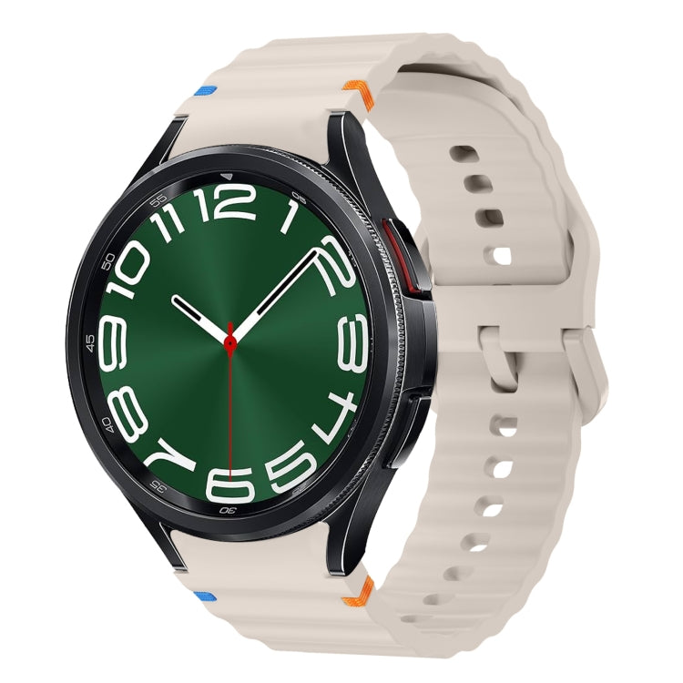 สายรัดนาฬิกาซิลิโคนลายคลื่นเย็บ สำหรับ Samsung Galaxy Watch 7 ขนาด 40 / 44 มม., สำหรับ Samsung Galaxy Watch 6 Classic, สำหรับ Samsung Galaxy Watch 6 ขนาด 40 / 44 มม., สำหรับ Samsung Galaxy Watch 5 ขนาด 40 / 44 มม.