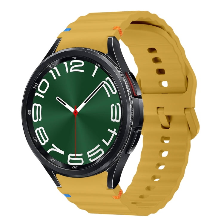 สายรัดนาฬิกาซิลิโคนลายคลื่นเย็บ สำหรับ Samsung Galaxy Watch 7 ขนาด 40 / 44 มม., สำหรับ Samsung Galaxy Watch 6 Classic, สำหรับ Samsung Galaxy Watch 6 ขนาด 40 / 44 มม., สำหรับ Samsung Galaxy Watch 5 ขนาด 40 / 44 มม.