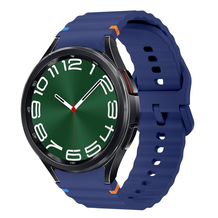สายรัดนาฬิกาซิลิโคนลายคลื่นเย็บ สำหรับ Samsung Galaxy Watch 7 ขนาด 40 / 44 มม., สำหรับ Samsung Galaxy Watch 6 Classic, สำหรับ Samsung Galaxy Watch 6 ขนาด 40 / 44 มม., สำหรับ Samsung Galaxy Watch 5 ขนาด 40 / 44 มม.