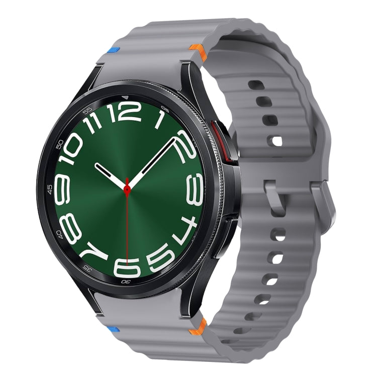 สายรัดนาฬิกาซิลิโคนลายคลื่นเย็บ สำหรับ Samsung Galaxy Watch 7 ขนาด 40 / 44 มม., สำหรับ Samsung Galaxy Watch 6 Classic, สำหรับ Samsung Galaxy Watch 6 ขนาด 40 / 44 มม., สำหรับ Samsung Galaxy Watch 5 ขนาด 40 / 44 มม.