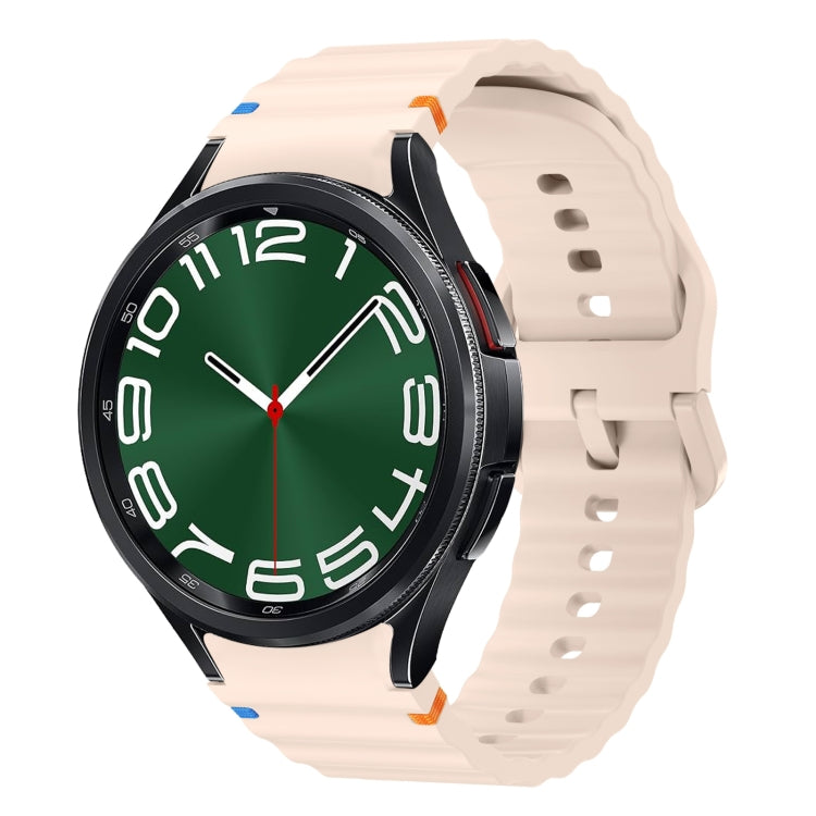 สายรัดนาฬิกาซิลิโคนลายคลื่นเย็บ สำหรับ Samsung Galaxy Watch 7 ขนาด 40 / 44 มม., สำหรับ Samsung Galaxy Watch 6 Classic, สำหรับ Samsung Galaxy Watch 6 ขนาด 40 / 44 มม., สำหรับ Samsung Galaxy Watch 5 ขนาด 40 / 44 มม.