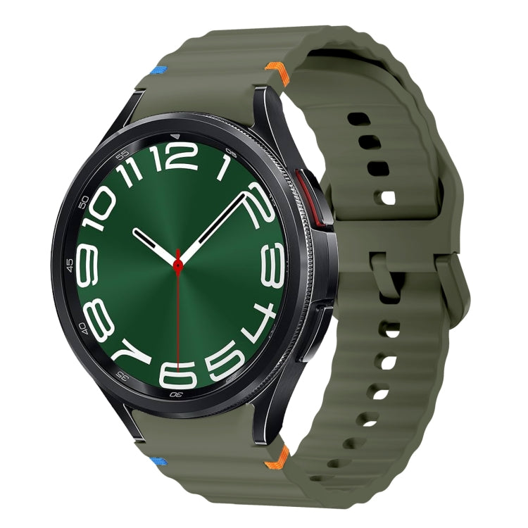 สายรัดนาฬิกาซิลิโคนลายคลื่นเย็บ สำหรับ Samsung Galaxy Watch 7 ขนาด 40 / 44 มม., สำหรับ Samsung Galaxy Watch 6 Classic, สำหรับ Samsung Galaxy Watch 6 ขนาด 40 / 44 มม., สำหรับ Samsung Galaxy Watch 5 ขนาด 40 / 44 มม.