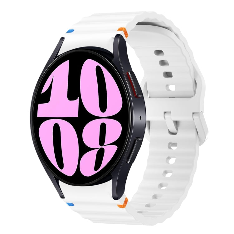 สายรัดนาฬิกาซิลิโคนลายคลื่นเย็บ สำหรับ Samsung Galaxy Watch 7 ขนาด 40 / 44 มม., สำหรับ Samsung Galaxy Watch 6 Classic, สำหรับ Samsung Galaxy Watch 6 ขนาด 40 / 44 มม., สำหรับ Samsung Galaxy Watch 5 ขนาด 40 / 44 มม.