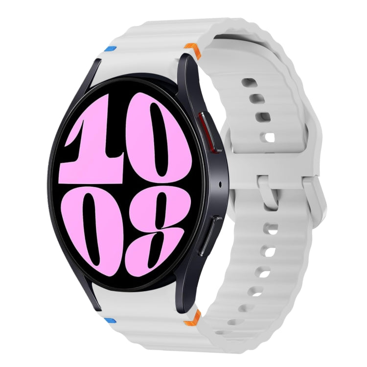 สายรัดนาฬิกาซิลิโคนลายคลื่นเย็บ สำหรับ Samsung Galaxy Watch 7 ขนาด 40 / 44 มม., สำหรับ Samsung Galaxy Watch 6 Classic, สำหรับ Samsung Galaxy Watch 6 ขนาด 40 / 44 มม., สำหรับ Samsung Galaxy Watch 5 ขนาด 40 / 44 มม.