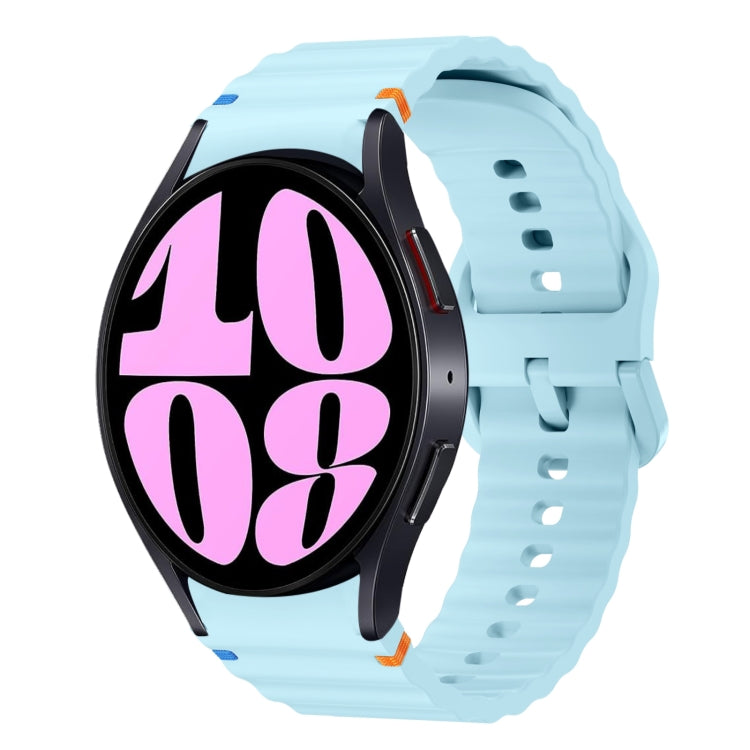 สายรัดนาฬิกาซิลิโคนลายคลื่นเย็บ สำหรับ Samsung Galaxy Watch 7 ขนาด 40 / 44 มม., สำหรับ Samsung Galaxy Watch 6 Classic, สำหรับ Samsung Galaxy Watch 6 ขนาด 40 / 44 มม., สำหรับ Samsung Galaxy Watch 5 ขนาด 40 / 44 มม.