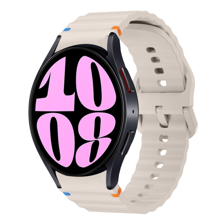 สายรัดนาฬิกาซิลิโคนลายคลื่นเย็บ สำหรับ Samsung Galaxy Watch 7 ขนาด 40 / 44 มม., สำหรับ Samsung Galaxy Watch 6 Classic, สำหรับ Samsung Galaxy Watch 6 ขนาด 40 / 44 มม., สำหรับ Samsung Galaxy Watch 5 ขนาด 40 / 44 มม.