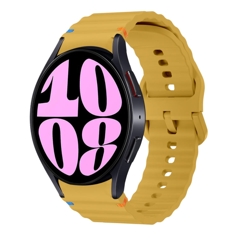 สายรัดนาฬิกาซิลิโคนลายคลื่นเย็บ สำหรับ Samsung Galaxy Watch 7 ขนาด 40 / 44 มม., สำหรับ Samsung Galaxy Watch 6 Classic, สำหรับ Samsung Galaxy Watch 6 ขนาด 40 / 44 มม., สำหรับ Samsung Galaxy Watch 5 ขนาด 40 / 44 มม.