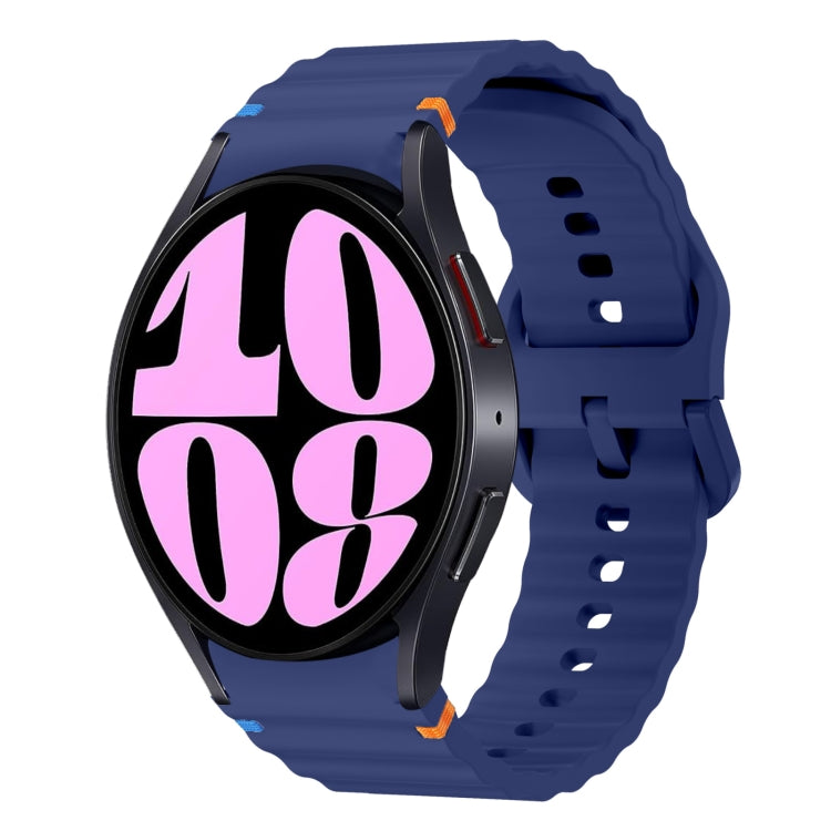 สายรัดนาฬิกาซิลิโคนลายคลื่นเย็บ สำหรับ Samsung Galaxy Watch 7 ขนาด 40 / 44 มม., สำหรับ Samsung Galaxy Watch 6 Classic, สำหรับ Samsung Galaxy Watch 6 ขนาด 40 / 44 มม., สำหรับ Samsung Galaxy Watch 5 ขนาด 40 / 44 มม.