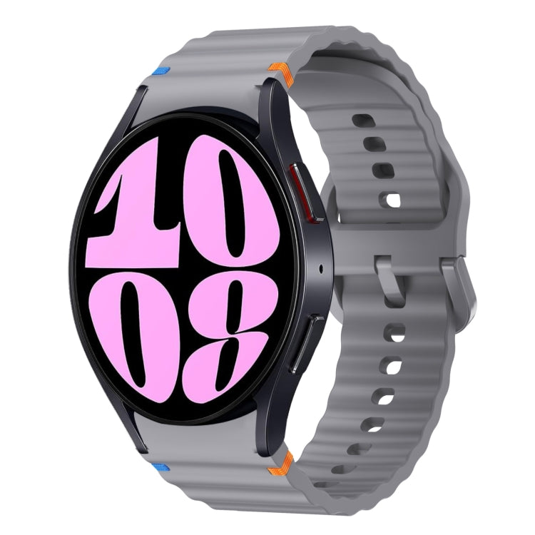 สายรัดนาฬิกาซิลิโคนลายคลื่นเย็บ สำหรับ Samsung Galaxy Watch 7 ขนาด 40 / 44 มม., สำหรับ Samsung Galaxy Watch 6 Classic, สำหรับ Samsung Galaxy Watch 6 ขนาด 40 / 44 มม., สำหรับ Samsung Galaxy Watch 5 ขนาด 40 / 44 มม.