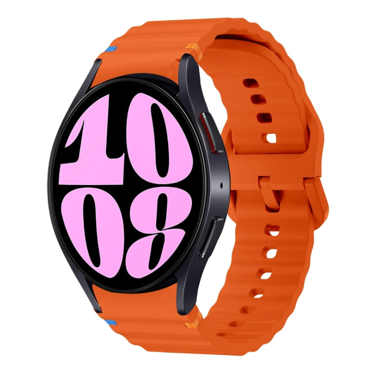 สายรัดนาฬิกาซิลิโคนลายคลื่นเย็บ สำหรับ Samsung Galaxy Watch 7 ขนาด 40 / 44 มม., สำหรับ Samsung Galaxy Watch 6 Classic, สำหรับ Samsung Galaxy Watch 6 ขนาด 40 / 44 มม., สำหรับ Samsung Galaxy Watch 5 ขนาด 40 / 44 มม.