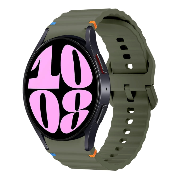 สายรัดนาฬิกาซิลิโคนลายคลื่นเย็บ สำหรับ Samsung Galaxy Watch 7 ขนาด 40 / 44 มม., สำหรับ Samsung Galaxy Watch 6 Classic, สำหรับ Samsung Galaxy Watch 6 ขนาด 40 / 44 มม., สำหรับ Samsung Galaxy Watch 5 ขนาด 40 / 44 มม.