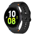 สายรัดนาฬิกาซิลิโคนลายคลื่นเย็บ สำหรับ Samsung Galaxy Watch 7 ขนาด 40 / 44 มม., สำหรับ Samsung Galaxy Watch 6 Classic, สำหรับ Samsung Galaxy Watch 6 ขนาด 40 / 44 มม., สำหรับ Samsung Galaxy Watch 5 ขนาด 40 / 44 มม.