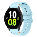 สายรัดนาฬิกาซิลิโคนลายคลื่นเย็บ สำหรับ Samsung Galaxy Watch 7 ขนาด 40 / 44 มม., สำหรับ Samsung Galaxy Watch 6 Classic, สำหรับ Samsung Galaxy Watch 6 ขนาด 40 / 44 มม., สำหรับ Samsung Galaxy Watch 5 ขนาด 40 / 44 มม.
