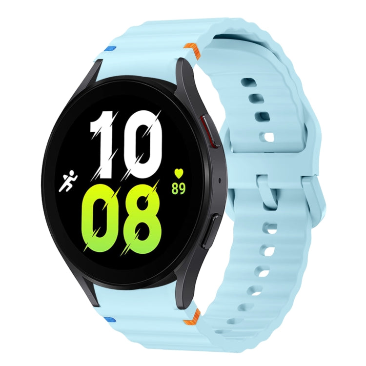 สายรัดนาฬิกาซิลิโคนลายคลื่นเย็บ สำหรับ Samsung Galaxy Watch 7 ขนาด 40 / 44 มม., สำหรับ Samsung Galaxy Watch 6 Classic, สำหรับ Samsung Galaxy Watch 6 ขนาด 40 / 44 มม., สำหรับ Samsung Galaxy Watch 5 ขนาด 40 / 44 มม.