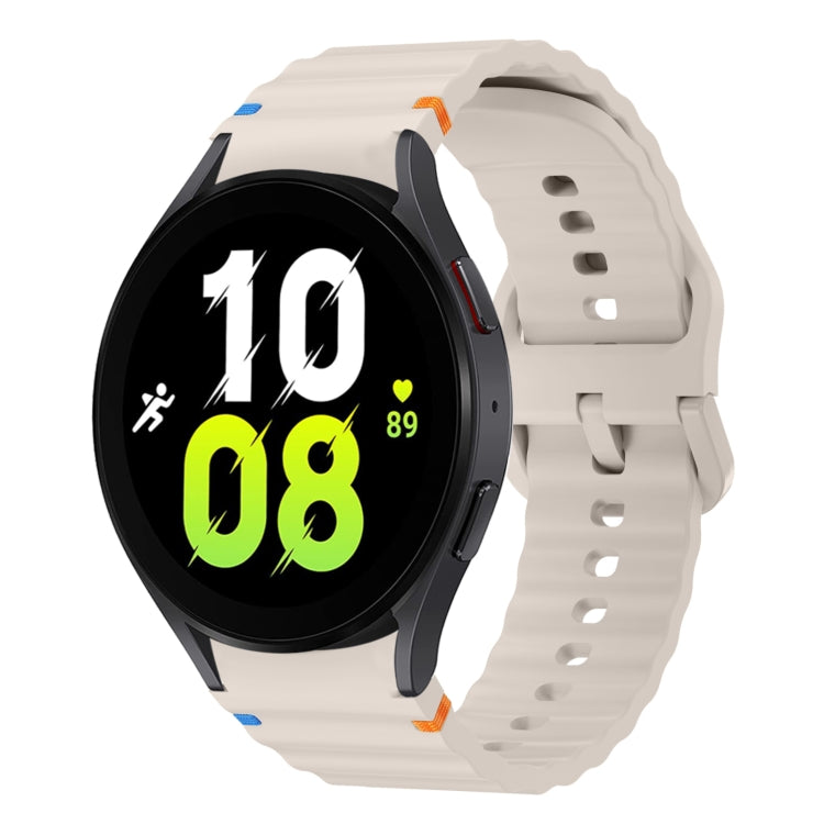 สายรัดนาฬิกาซิลิโคนลายคลื่นเย็บ สำหรับ Samsung Galaxy Watch 7 ขนาด 40 / 44 มม., สำหรับ Samsung Galaxy Watch 6 Classic, สำหรับ Samsung Galaxy Watch 6 ขนาด 40 / 44 มม., สำหรับ Samsung Galaxy Watch 5 ขนาด 40 / 44 มม.