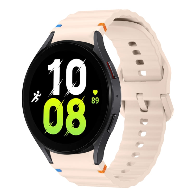 สายรัดนาฬิกาซิลิโคนลายคลื่นเย็บ สำหรับ Samsung Galaxy Watch 7 ขนาด 40 / 44 มม., สำหรับ Samsung Galaxy Watch 6 Classic, สำหรับ Samsung Galaxy Watch 6 ขนาด 40 / 44 มม., สำหรับ Samsung Galaxy Watch 5 ขนาด 40 / 44 มม.
