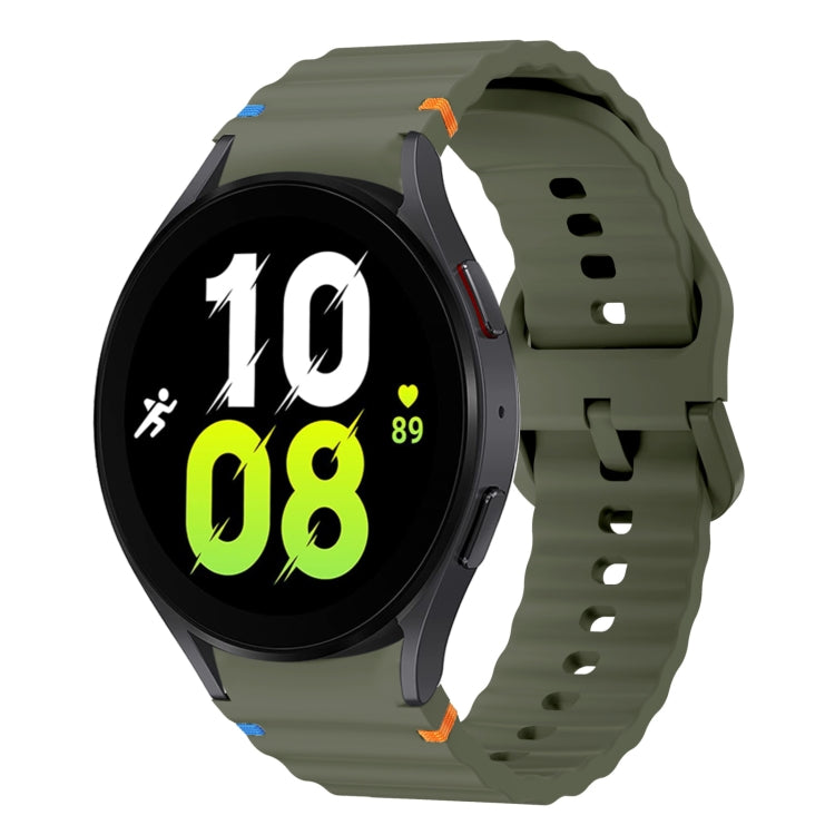 สายรัดนาฬิกาซิลิโคนลายคลื่นเย็บ สำหรับ Samsung Galaxy Watch 7 ขนาด 40 / 44 มม., สำหรับ Samsung Galaxy Watch 6 Classic, สำหรับ Samsung Galaxy Watch 6 ขนาด 40 / 44 มม., สำหรับ Samsung Galaxy Watch 5 ขนาด 40 / 44 มม.