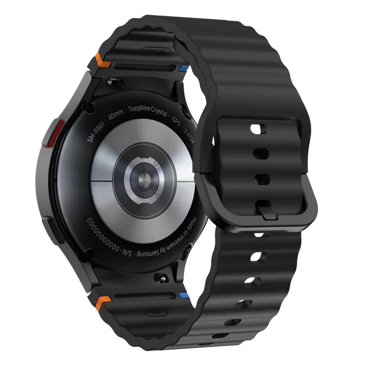 Wave Pattern Stitched Silicone Watch Band, For Samsung Galaxy Watch 5 Pro, For Samsung Galaxy Watch 4 40 / 44mm, For Samsung Galaxy Watch 4 Classic 42 / 46mm, For Samsung Galaxy Watch3 41mm