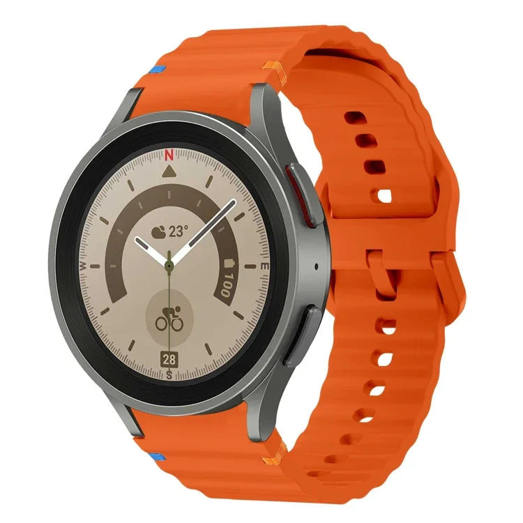 Wave Pattern Stitched Silicone Watch Band, For Samsung Galaxy Watch 5 Pro, For Samsung Galaxy Watch 4 40 / 44mm, For Samsung Galaxy Watch 4 Classic 42 / 46mm, For Samsung Galaxy Watch3 41mm