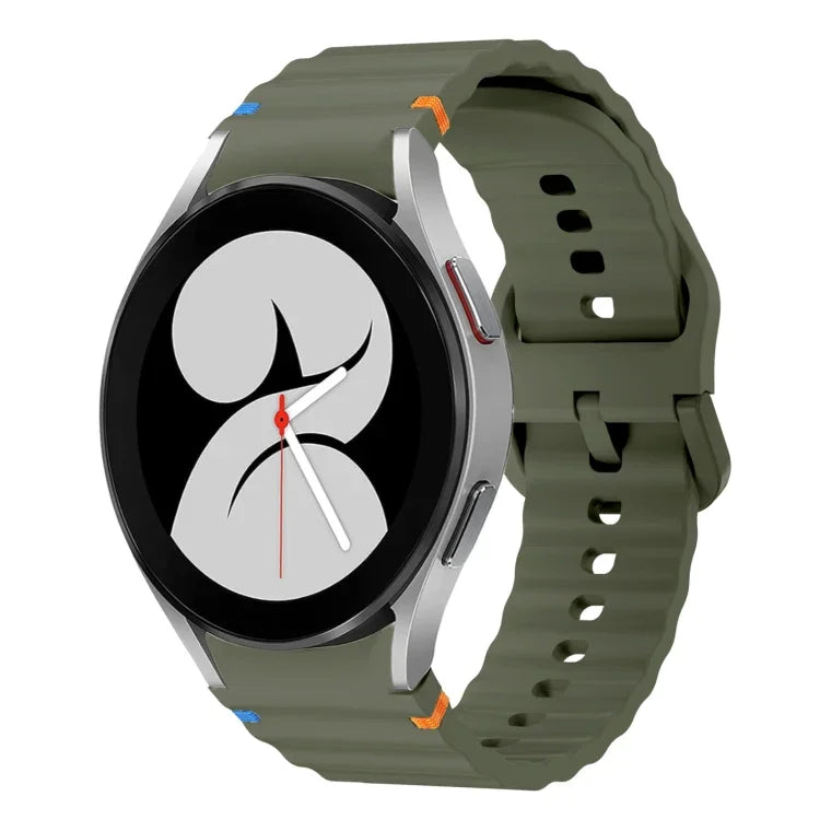Wave Pattern Stitched Silicone Watch Band, For Samsung Galaxy Watch 5 Pro, For Samsung Galaxy Watch 4 40 / 44mm, For Samsung Galaxy Watch 4 Classic 42 / 46mm, For Samsung Galaxy Watch3 41mm