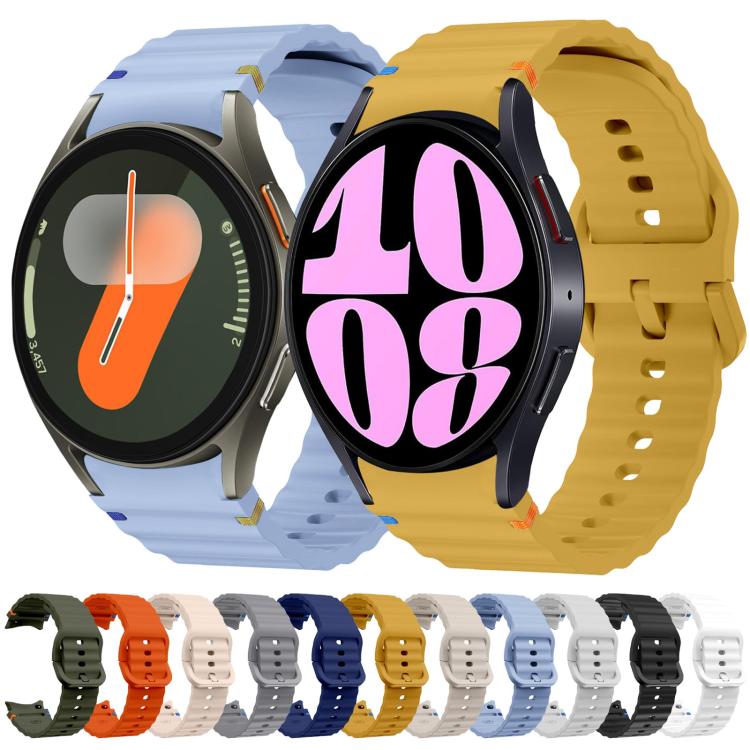 สายรัดนาฬิกาซิลิโคนลายคลื่นเย็บ สำหรับ Samsung Galaxy Watch 7 ขนาด 40 / 44 มม., สำหรับ Samsung Galaxy Watch 6 Classic, สำหรับ Samsung Galaxy Watch 6 ขนาด 40 / 44 มม., สำหรับ Samsung Galaxy Watch 5 ขนาด 40 / 44 มม.