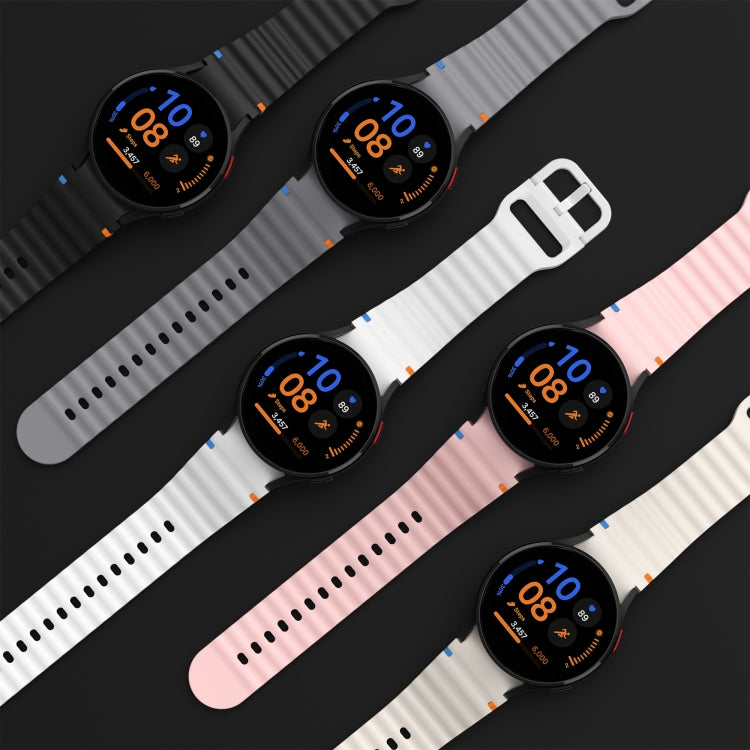 สายรัดนาฬิกาซิลิโคนลายคลื่นเย็บ สำหรับ Samsung Galaxy Watch 7 ขนาด 40 / 44 มม., สำหรับ Samsung Galaxy Watch 6 Classic, สำหรับ Samsung Galaxy Watch 6 ขนาด 40 / 44 มม., สำหรับ Samsung Galaxy Watch 5 ขนาด 40 / 44 มม.