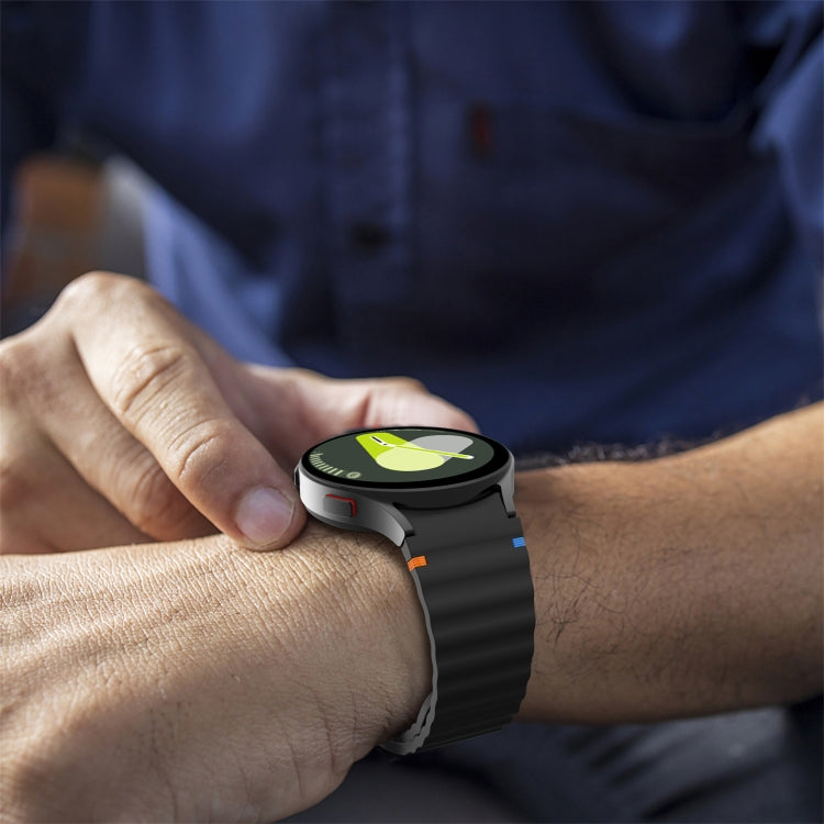 สายรัดนาฬิกาซิลิโคนลายคลื่นเย็บ สำหรับ Samsung Galaxy Watch 7 ขนาด 40 / 44 มม., สำหรับ Samsung Galaxy Watch 6 Classic, สำหรับ Samsung Galaxy Watch 6 ขนาด 40 / 44 มม., สำหรับ Samsung Galaxy Watch 5 ขนาด 40 / 44 มม.