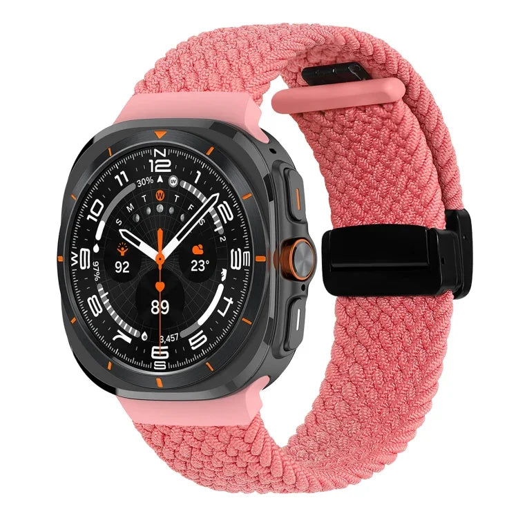 สายรัดนาฬิกาถักพร้อมหัวเข็มขัดแม่เหล็กพับได้สำหรับ Samsung Galaxy Watch Ultra 47มม.