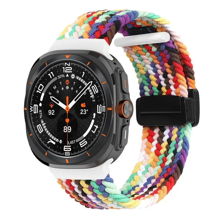 สายรัดนาฬิกาถักพร้อมหัวเข็มขัดแม่เหล็กพับได้สำหรับ Samsung Galaxy Watch Ultra 47มม.