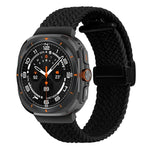 สายรัดนาฬิกาถักพร้อมหัวเข็มขัดแม่เหล็กพับได้สำหรับ Samsung Galaxy Watch Ultra 47มม.