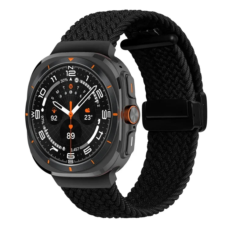 สายรัดนาฬิกาถักพร้อมหัวเข็มขัดแม่เหล็กพับได้สำหรับ Samsung Galaxy Watch Ultra 47มม.