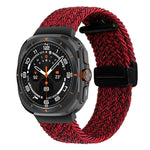 สายรัดนาฬิกาถักพร้อมหัวเข็มขัดแม่เหล็กพับได้สำหรับ Samsung Galaxy Watch Ultra 47มม.