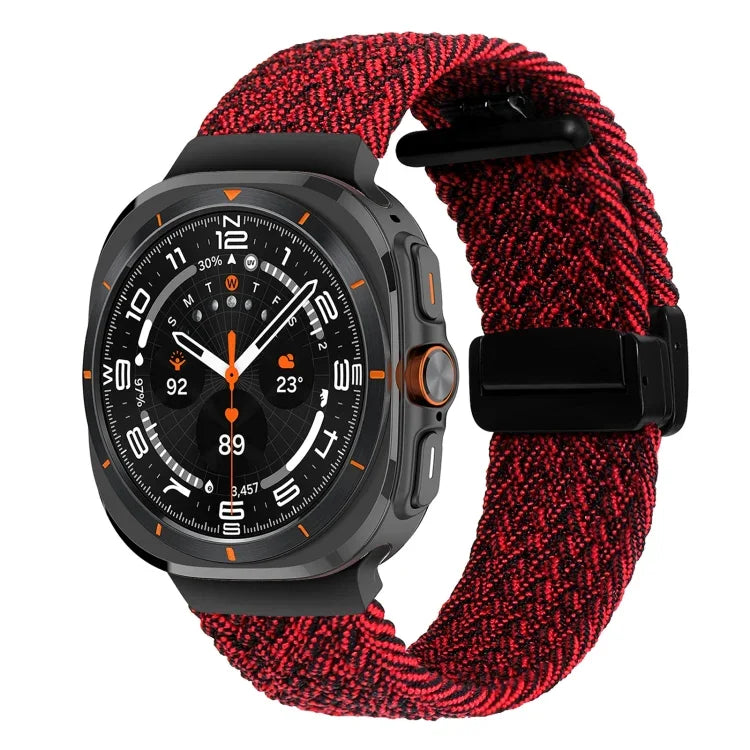 สายรัดนาฬิกาถักพร้อมหัวเข็มขัดแม่เหล็กพับได้สำหรับ Samsung Galaxy Watch Ultra 47มม.