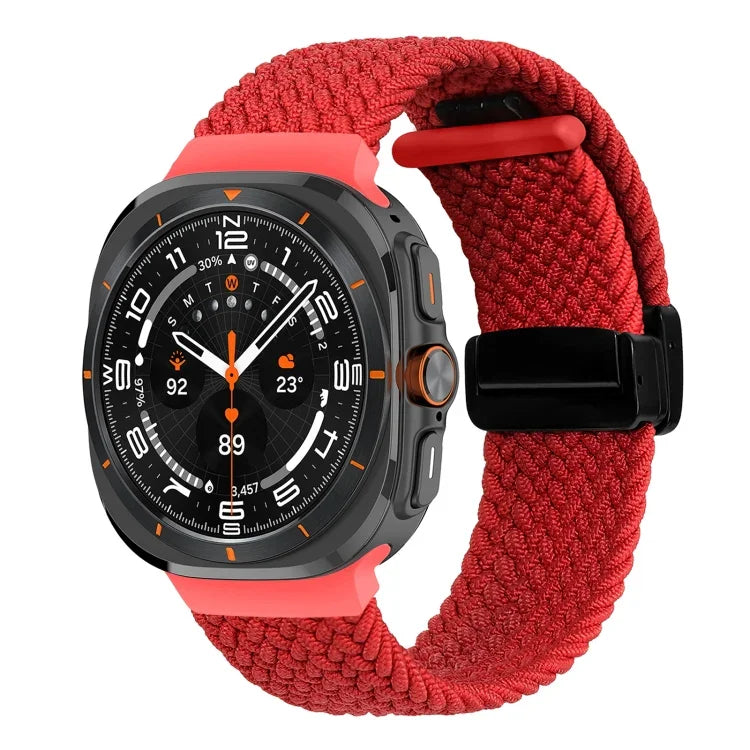 สายรัดนาฬิกาถักพร้อมหัวเข็มขัดแม่เหล็กพับได้สำหรับ Samsung Galaxy Watch Ultra 47มม.