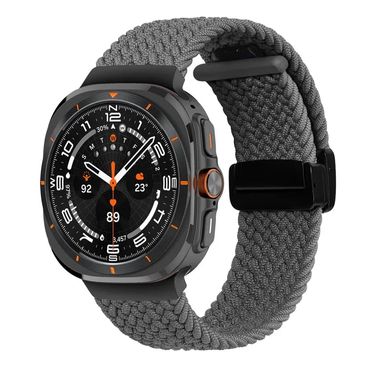 สายรัดนาฬิกาถักพร้อมหัวเข็มขัดแม่เหล็กพับได้สำหรับ Samsung Galaxy Watch Ultra 47มม.