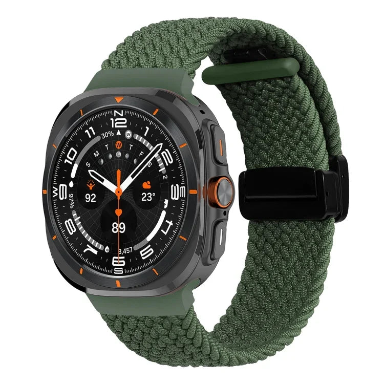 สายรัดนาฬิกาถักพร้อมหัวเข็มขัดแม่เหล็กพับได้สำหรับ Samsung Galaxy Watch Ultra 47มม.