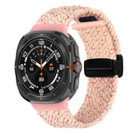 สายรัดนาฬิกาถักพร้อมหัวเข็มขัดแม่เหล็กพับได้สำหรับ Samsung Galaxy Watch Ultra 47มม.