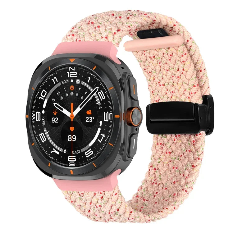 สายรัดนาฬิกาถักพร้อมหัวเข็มขัดแม่เหล็กพับได้สำหรับ Samsung Galaxy Watch Ultra 47มม.