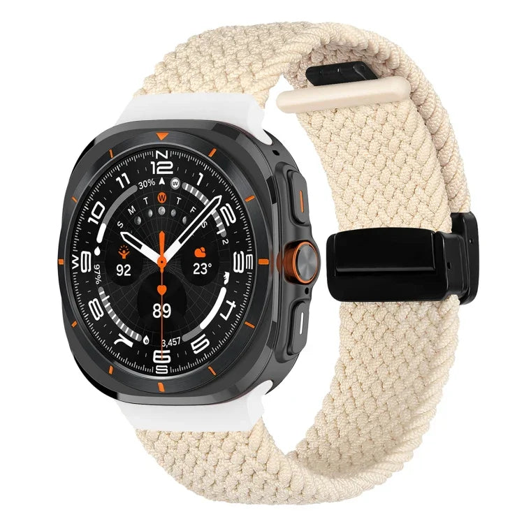 สายรัดนาฬิกาถักพร้อมหัวเข็มขัดแม่เหล็กพับได้สำหรับ Samsung Galaxy Watch Ultra 47มม.