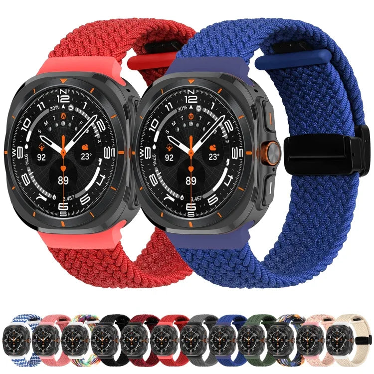 สายรัดนาฬิกาถักพร้อมหัวเข็มขัดแม่เหล็กพับได้สำหรับ Samsung Galaxy Watch Ultra 47มม.