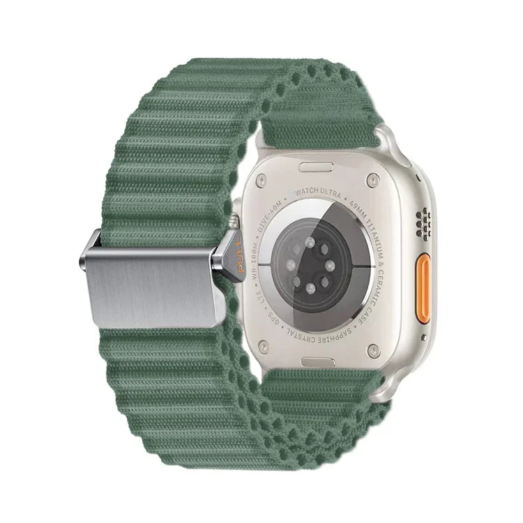 สายรัดนาฬิกาไนลอนถักพร้อมหัวเข็มขัดแม่เหล็กแบบออฟโรด สำหรับ Apple Watch SE 2023 44mm, สำหรับ Apple Watch SE 2023 40mm, สำหรับ Apple Watch Ultra 2 49mm, สำหรับ Apple Watch Series 9 45mm, สำหรับ Apple Watch Series 9 41mm, สำหรับ Apple Watch Ultra 49mm